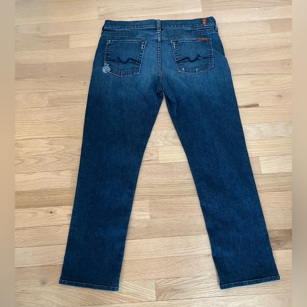 7 For All Mankind Rickie Classic Boyfriend Crop Jeans Womens Size 29 Distressed